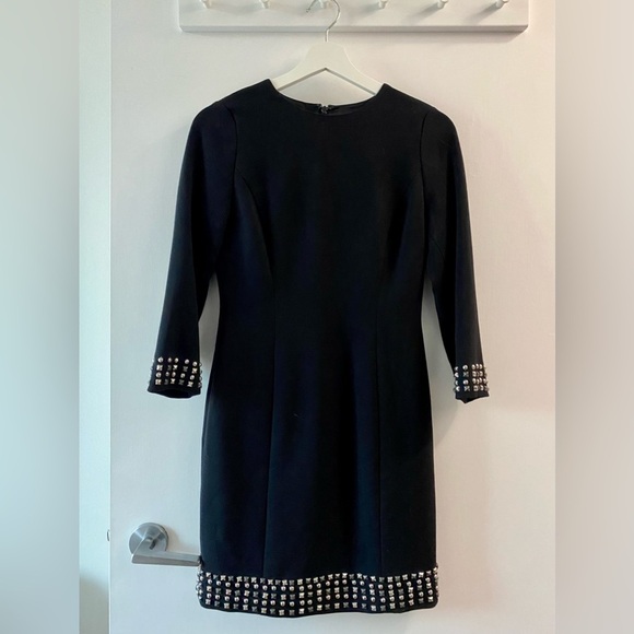 Michael Kors | Chic Black Shift Dress with Studded Trim | Size 0 - Picture 4 of 11